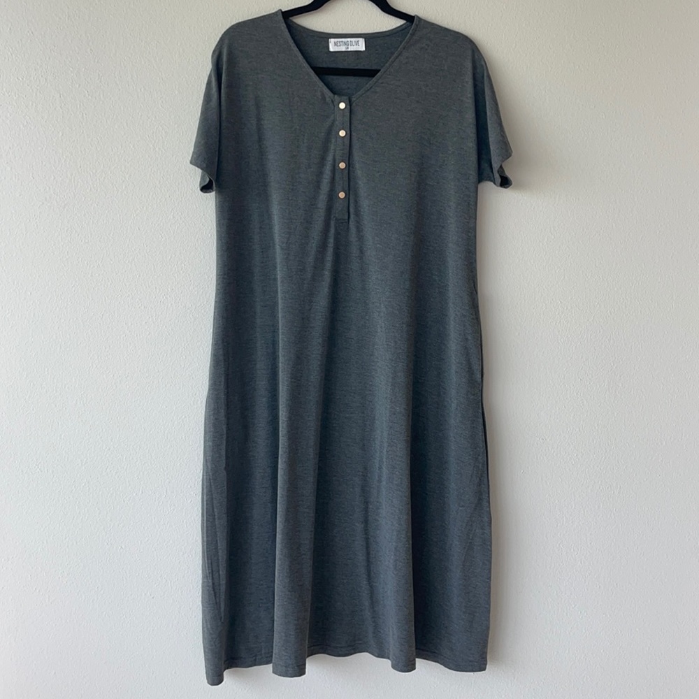 Nesting Olive Modern House Dress Nursing Gown